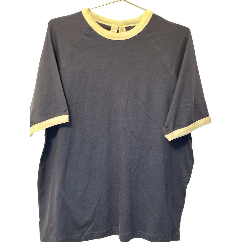 Clique Playlist Tee Large Navy Blue Ringer T-Shirt Raglan Short Sleeve Cotton
